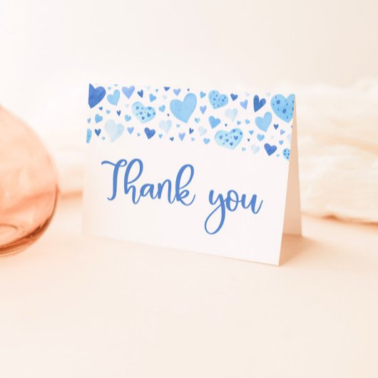 水の色ボーイブルーハートバレンタインスイートハート サンキューカード