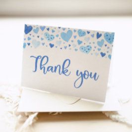 水の色ボーイブルーハートバレンタインスイートハート サンキューカード
