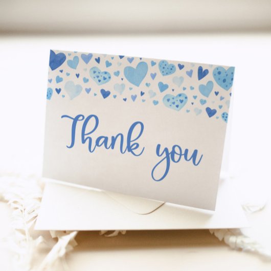 水の色ボーイブルーハートバレンタインスイートハート サンキューカード