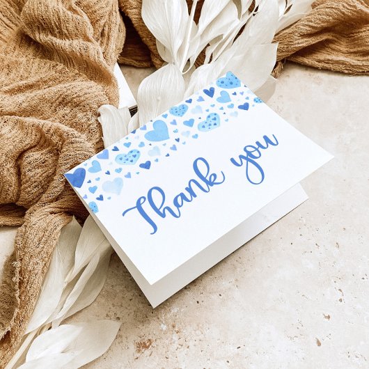 水の色ボーイブルーハートバレンタインスイートハート サンキューカード