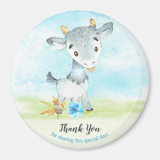 水の色ボーイヤギ農場ありがとう マグネット (正面)