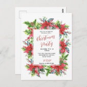 水の色ポインセチアとクリスマスグリーン ポストカード (正面/裏面)