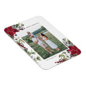 水の色ポインセチアとモミ葉の休日の写真 マグネット (右側)