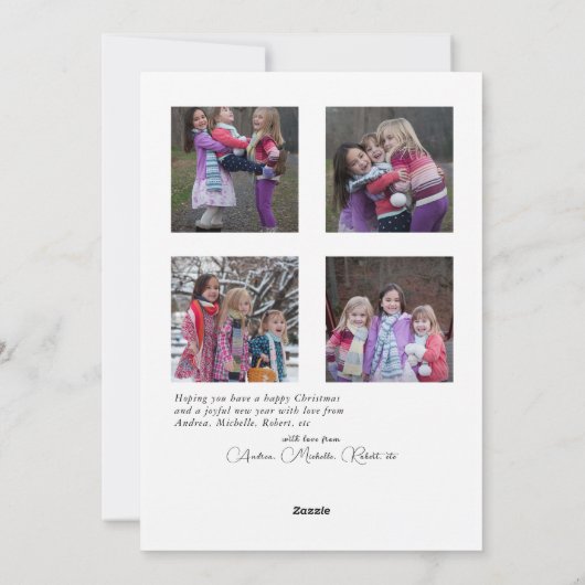 水の色ポインセチア家族のクリスマスフォト シーズンカード (裏面)