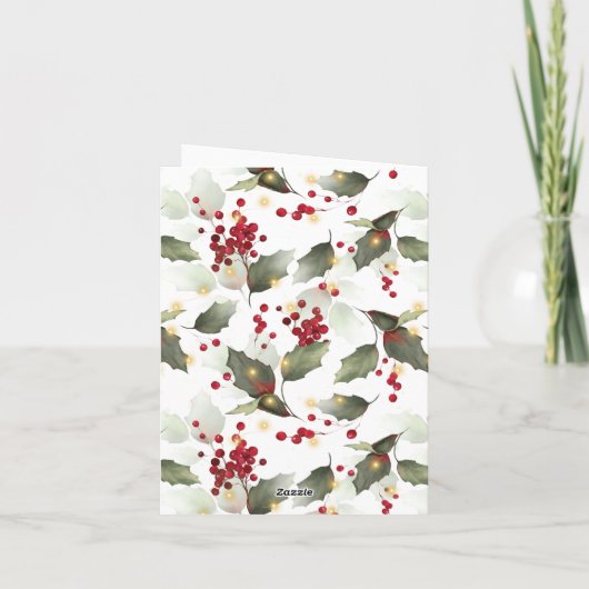 水の色ポインセチア&ユーカリプトゥスメリークリスマス シーズンカード (裏面)