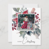 水の色ポインセチアMerry Christmas写真 シーズンカード (正面)