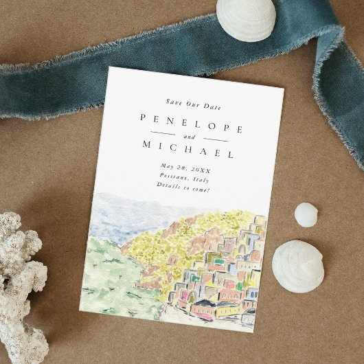 水の色ポジターノイタリア宛先ウェディング セーブザデート