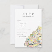 水の色ポジターノイタリア宛先ウェディング 出欠カード (正面)