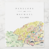 水の色ポジターノ結婚イタリアのワインラベル ワインラベル (シングルラベル)