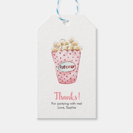 水の色ポップコーンありがとうラベル |メッセージカード ギフトタグ (正面)