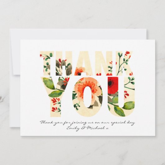 水の色ポピーありがとう赤オレンジ サンキューカード (正面)