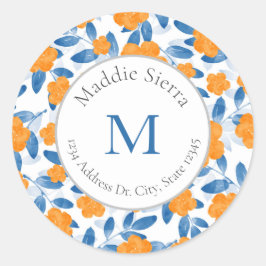 水の色ポピーとパタ葉ーンラベル ラウンドシール