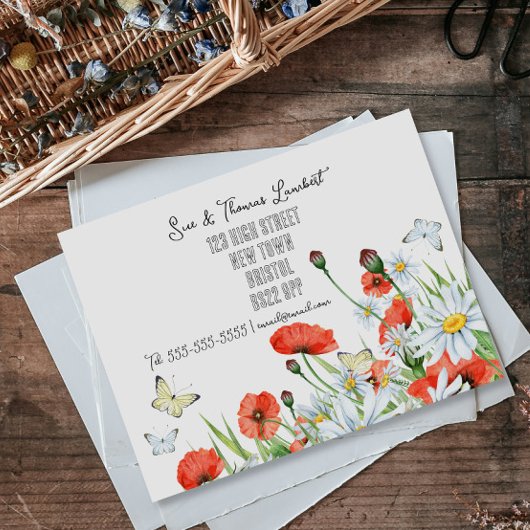 水の色ポピーデイジーアドレス移動の変更 案内ポストカード