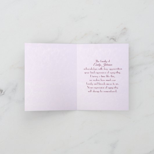 水の色ポピー悔やみや弔慰ありがとう サンキューカード (内部)