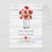 水の色ポピー素朴メイスン結婚ジャー 案内ポストカード (正面)