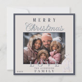 水の色ポーラベアタイポグラフィクリスマスフォト シーズンカード (正面)
