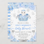水の色ポーラベアフローラベビーシャワー 招待状 (正面/裏面)