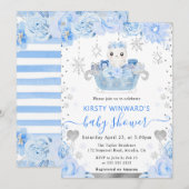 水の色ポーラベアフローラベビーシャワー 招待状 (正面/裏面)