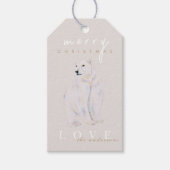 水の色ポーラベアメリーモダンクリスマス ギフトタグ (正面)