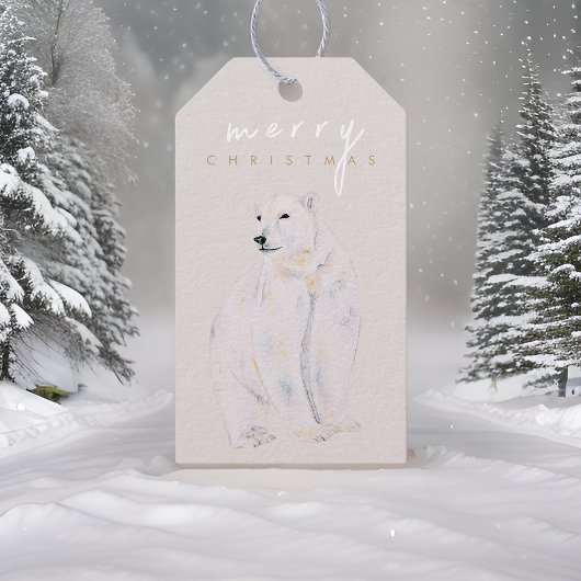 水の色ポーラベアメリーモダンクリスマス ギフトタグ