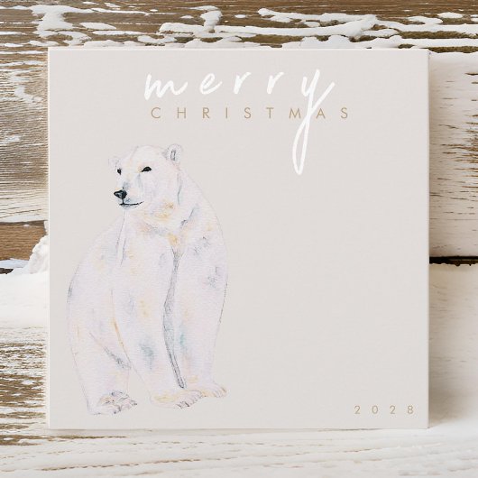 水の色ポーラベアメリーモダンクリスマス シーズンカード