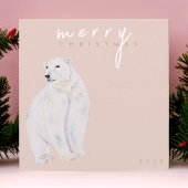 水の色ポーラベアメリーモダンクリスマス シーズンカード