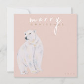 水の色ポーラベアメリーモダンクリスマス シーズンカード (正面)