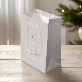 水の色ポーラベアメリーモダンクリスマス ミディアムペーパーバッグ