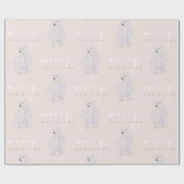 水の色ポーラベアモダンタイポグラフィクリスマス ラッピングペーパー (フラット)