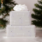 水の色ポーラベアモダンタイポグラフィクリスマス ラッピングペーパー
