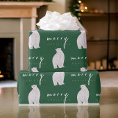 水の色ポーラベアモダンタイポグラフィクリスマス ラッピングペーパー