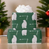 水の色ポーラベアモダンタイポグラフィクリスマス ラッピングペーパー