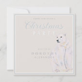 水の色ポーラベアヴィンテージクリスマスパーティー 招待状 (正面)