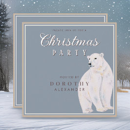 水の色ポーラベアヴィンテージクリスマスパーティー 招待状