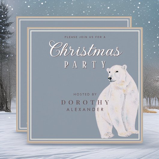 水の色ポーラベアヴィンテージクリスマスパーティー 招待状