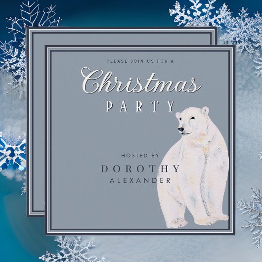 水の色ポーラベアヴィンテージクリスマスパーティー 招待状