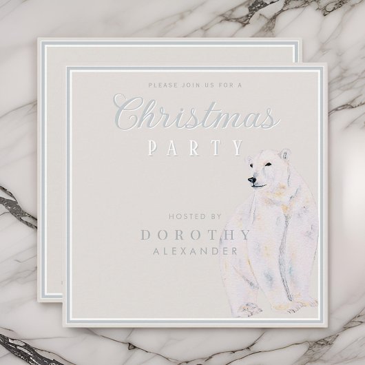 水の色ポーラベアヴィンテージクリスマスパーティー 招待状