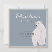 水の色ポーラベアヴィンテージクリスマスパーティー 招待状 (正面)