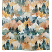 水の色マウンテンズランドケープオレンジと緑 シャワーカーテン (正面)