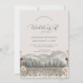 水の色マウンテンズワイルドフラワーズボホ秋の結婚式 招待状 (正面)