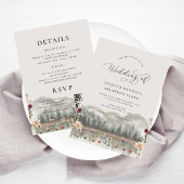 水の色マウンテンズワイルドフラワーズボホ秋の結婚式 招待状