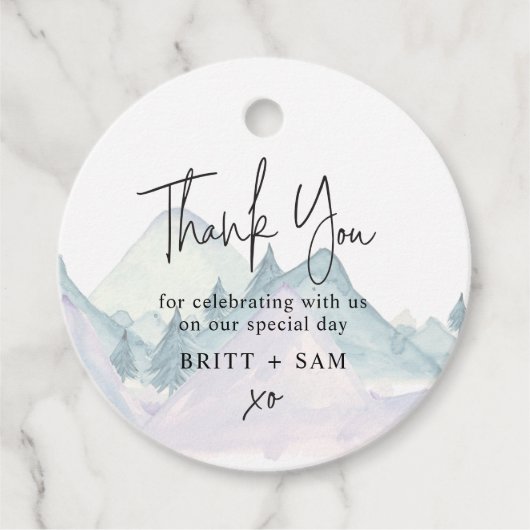 水の色マウンテンパインツリーアウトドア結婚ーズ フェイバータグ (正面)