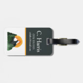 水の色マウンテンビュー、日没、キッズイニシャル ラゲッジタグ (裏面横)