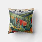 水の色マウンテンランドスケープデザイン | 鮮やかの クッション (裏面)