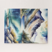 水の色マウンテンレイクシーン4:5ポスター ジグソーパズル (横)