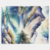 水の色マウンテンレイクシーン4:5ポスター フリースブランケット (正面(横))