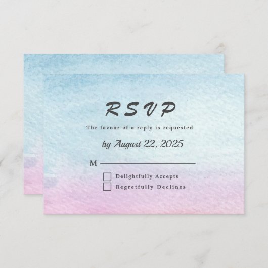 水の色マウンテンレイクビュー結婚ズ 出欠カード (正面/裏面)