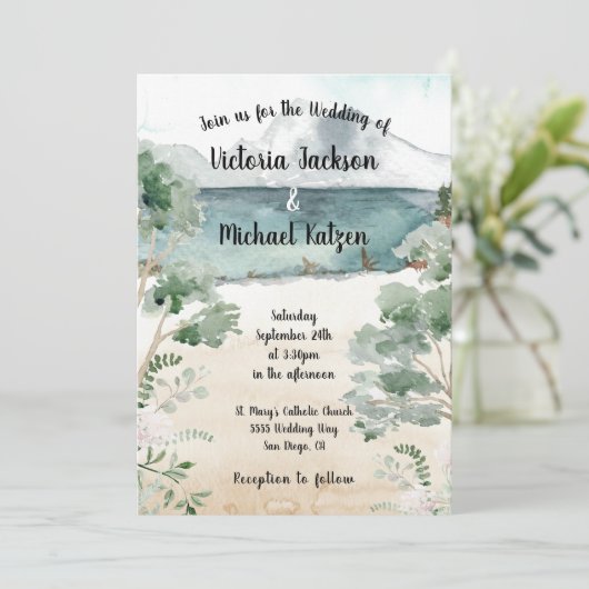 水の色マウンテンレイク結婚式招待状 招待状 (スタンド正面)