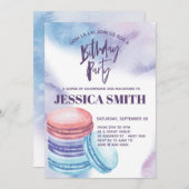 水の色マカフランスのロン誕生日パーティー 招待状 (正面/裏面)