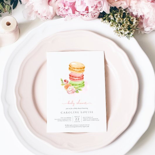 水の色マカロン赤ちゃんシャワー招待 招待状